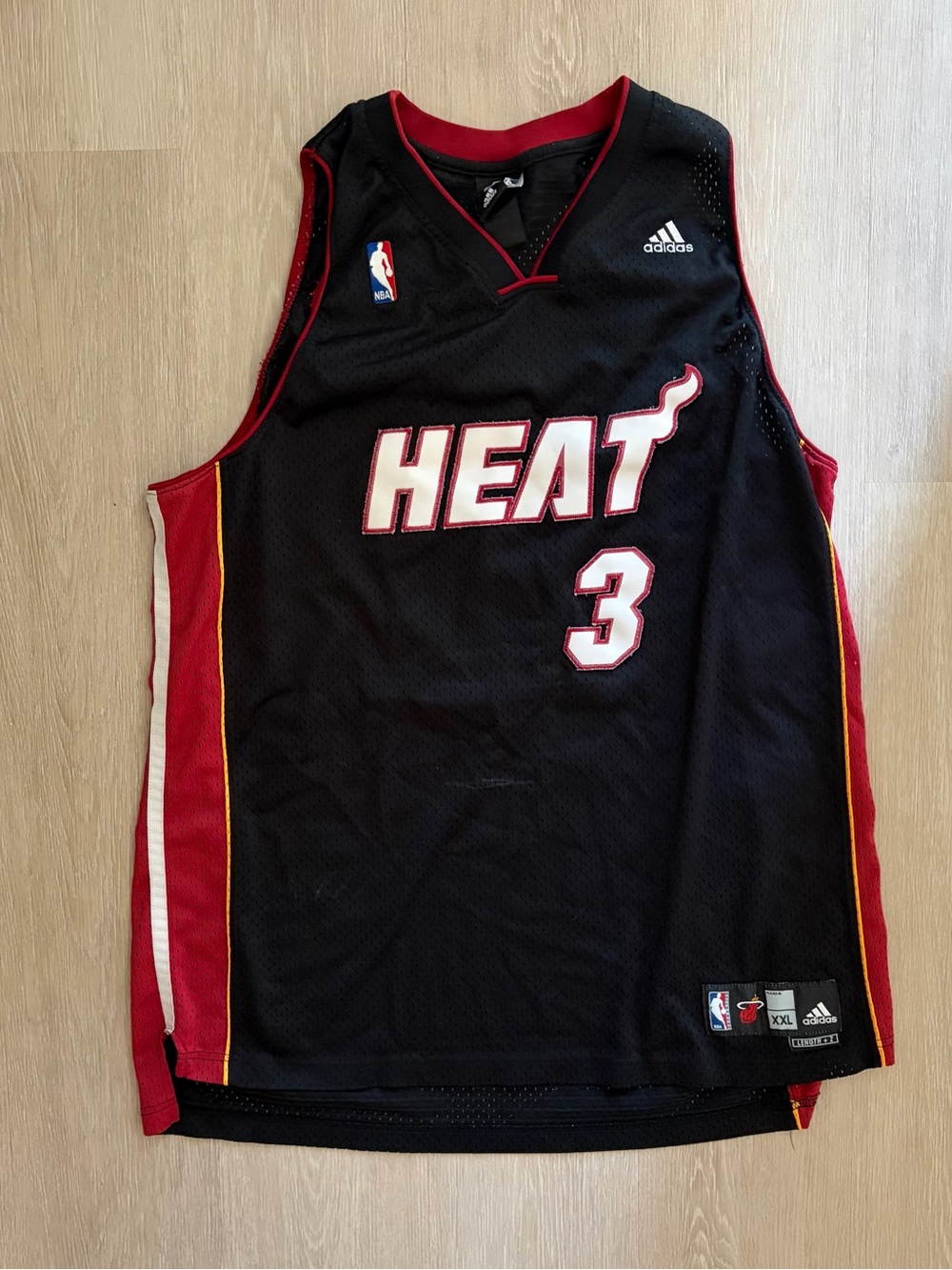 adidas Black NBA Authentic Stitched Dwayne Wade Jersey Patch Detail